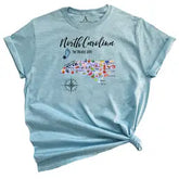 North Carolina State Map Soft Cotton T-Shirt Tee